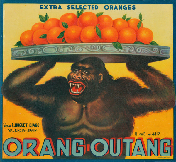 Orangoutang- Spanish Crate Label - Authentic Vintage Product Label