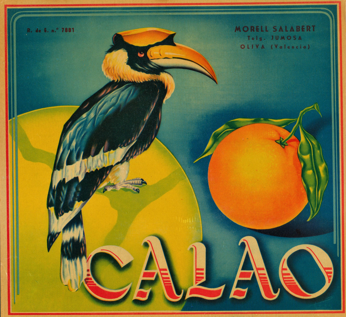 Calao- Spanish Crate Label - Authentic Vintage Antique Print