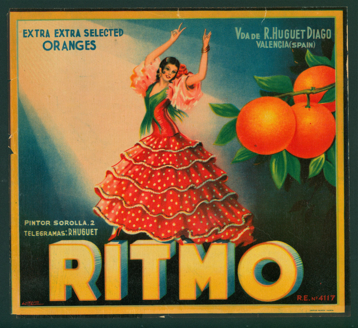 Ritmo- Spanish Crate Label - Authentic Vintage Antique Print