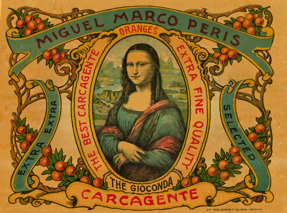 Mona Lisa- Spanish Crate Label - Authentic Vintage Antique Print