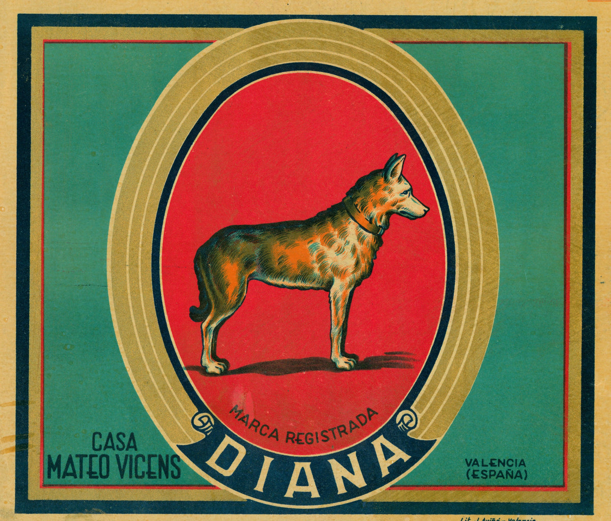 Diana- Spanish Crate Label - Authentic Vintage Antique Print