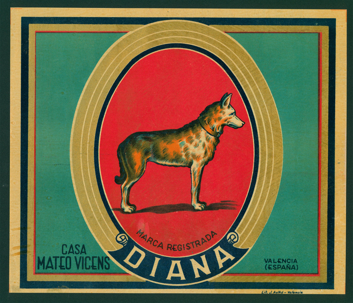 Diana- Spanish Crate Label - Authentic Vintage Antique Print
