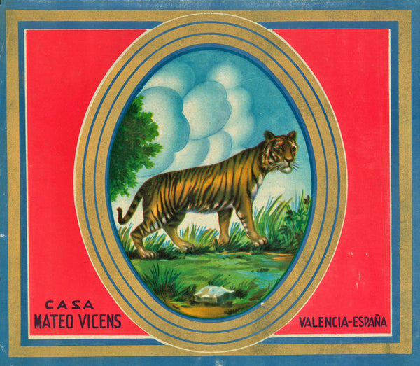 Tiger- Spanish Crate Label - Authentic Vintage Product Label