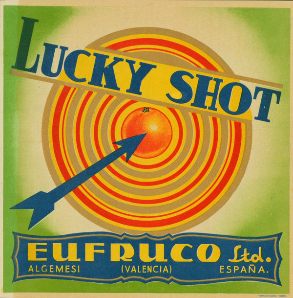 Lucky Shot- Spanish Crate Label - Authentic Vintage Product Label