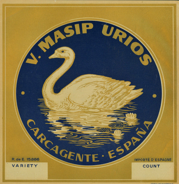 Golden Swan- Spanish Crate Label - Authentic Vintage Product Label
