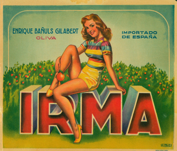 Irma- Spanish Crate Label - Authentic Vintage Product Label