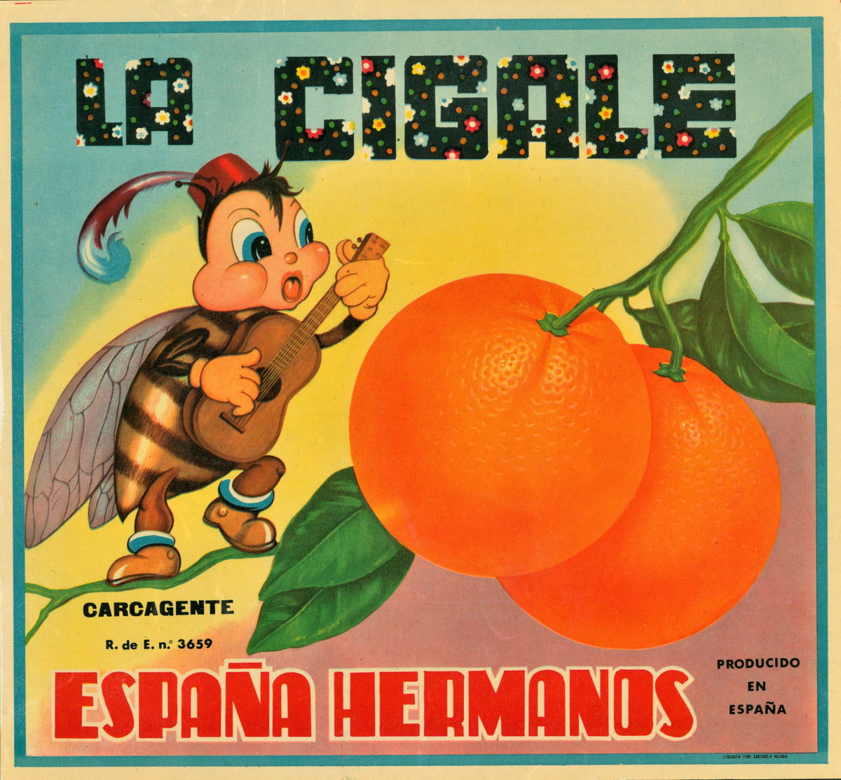 Spanish Crate Label 1-14 - Authentic Vintage Antique Print