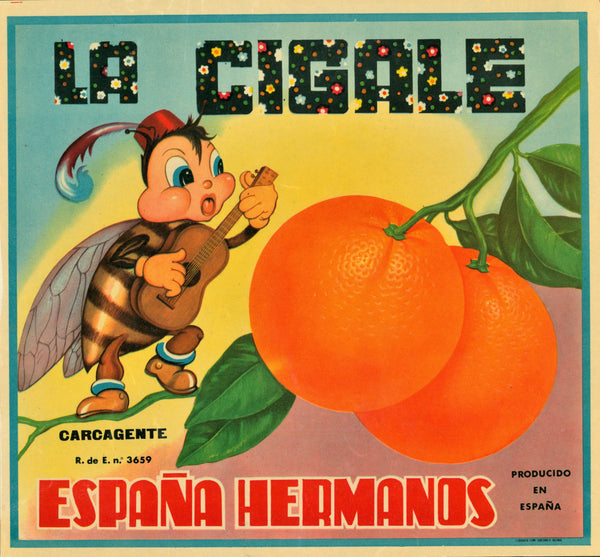 La Cigale- Spanish Crate Label - Authentic Vintage Product Label