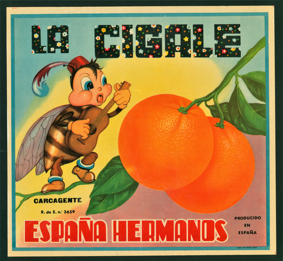 Spanish Crate Label 1-14 - Authentic Vintage Antique Print