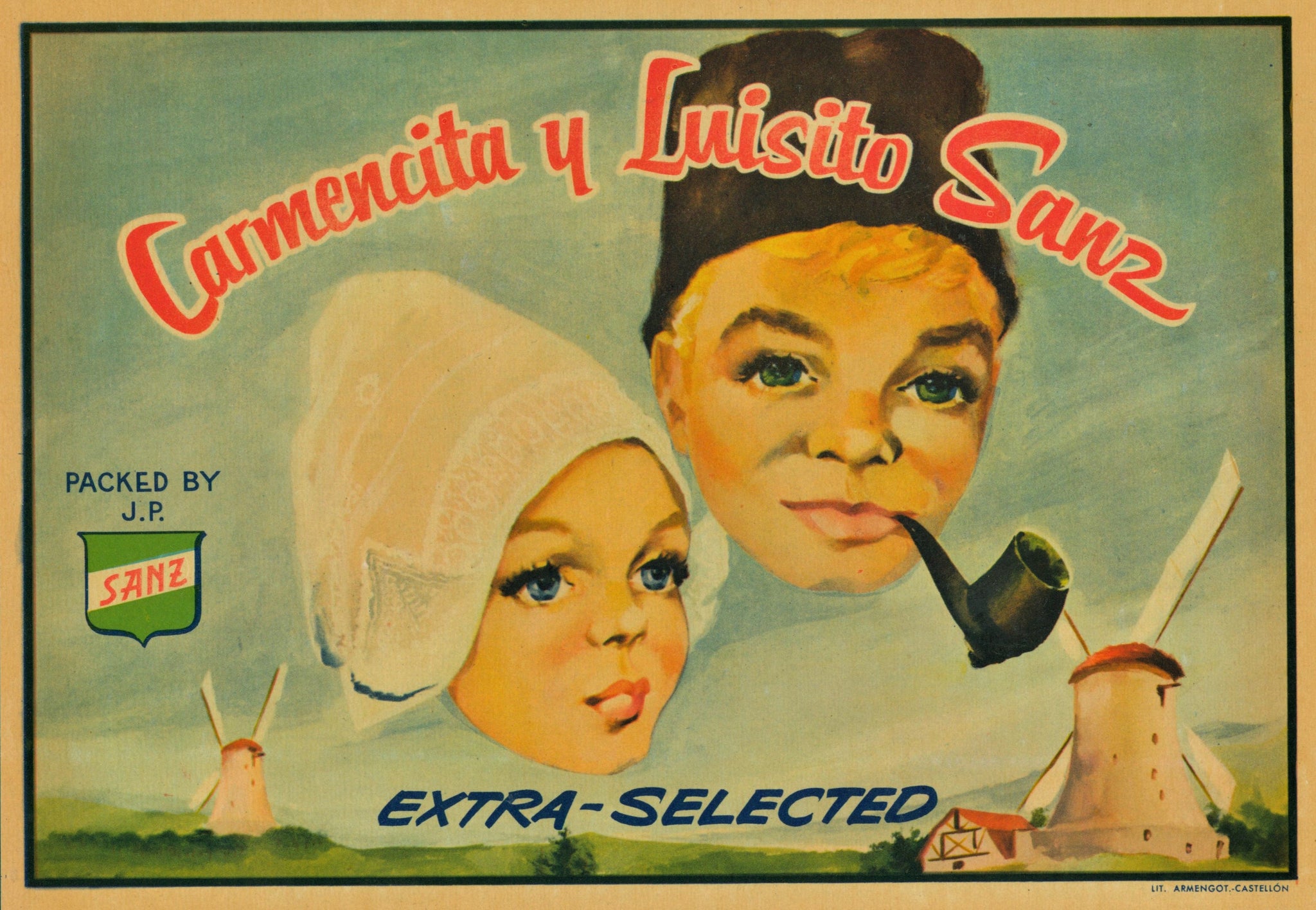 Authentic Vintage Antique Print | Carmencita y Luisito- Spanish Crate Label