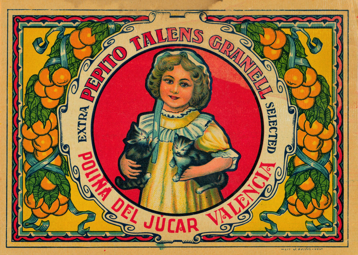 Spanish Crate Label 1-17 - Authentic Vintage Antique Print