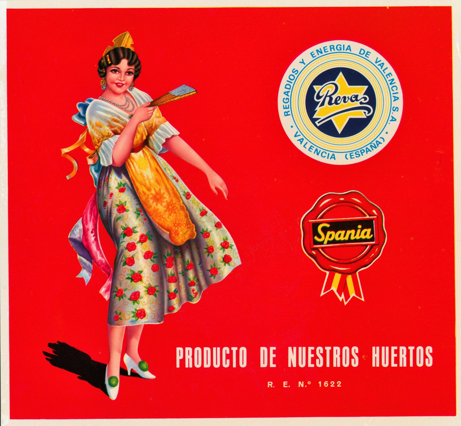 Spanish Crate Label 1-18 - Authentic Vintage Antique Print