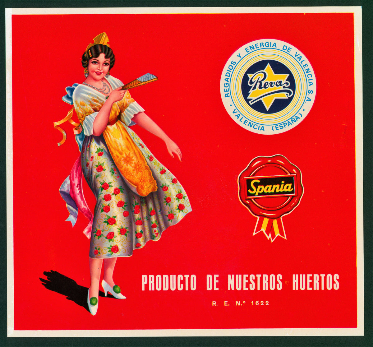 Spanish Crate Label 1-18 - Authentic Vintage Antique Print