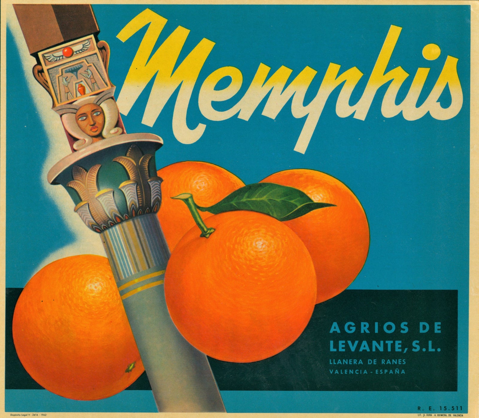 Spanish Crate Label 1-19 - Authentic Vintage Antique Print