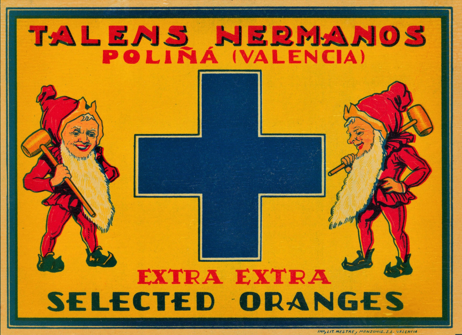 Spanish Crate Label 1-22 - Authentic Vintage Antique Print