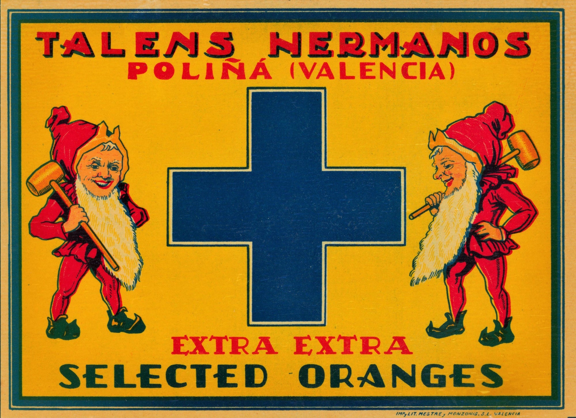 Spanish Crate Label 1-22 - Authentic Vintage Antique Print