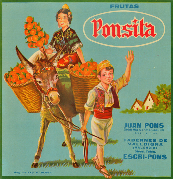 Ponsita- Spanish Crate Label - Authentic Vintage Product Label