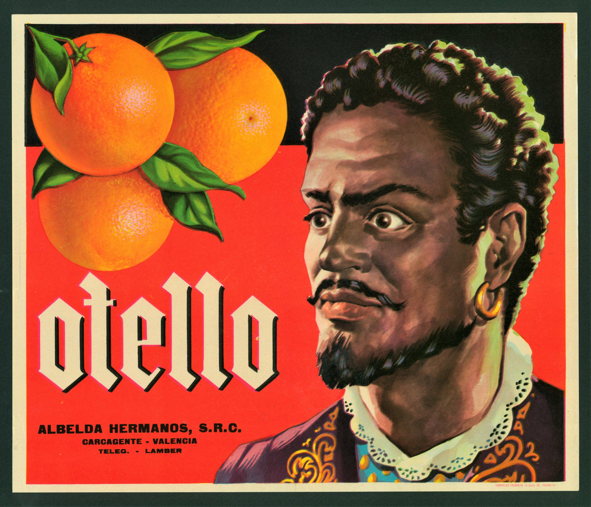 Otello- Spanish Crate Label - Authentic Vintage Antique Print