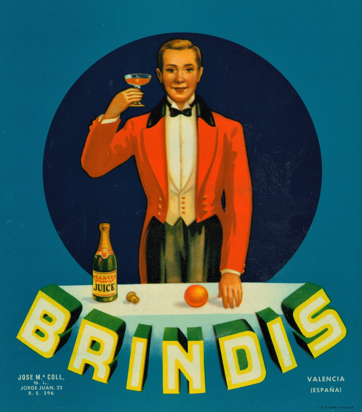 Brindis - Spanish Crate Label - Authentic Vintage Antique Print