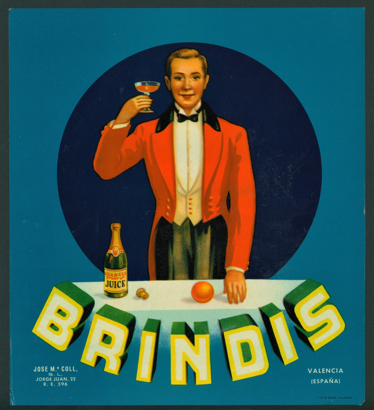 Brindis - Spanish Crate Label - Authentic Vintage Antique Print