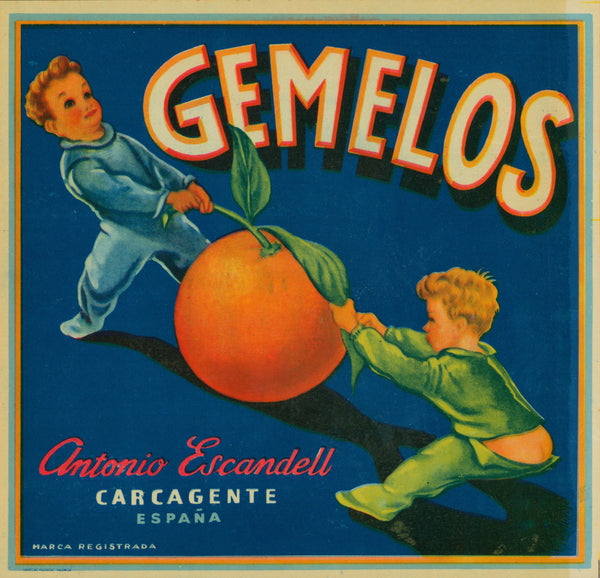 Gemelos- Spanish Crate Label - Authentic Vintage Product Label