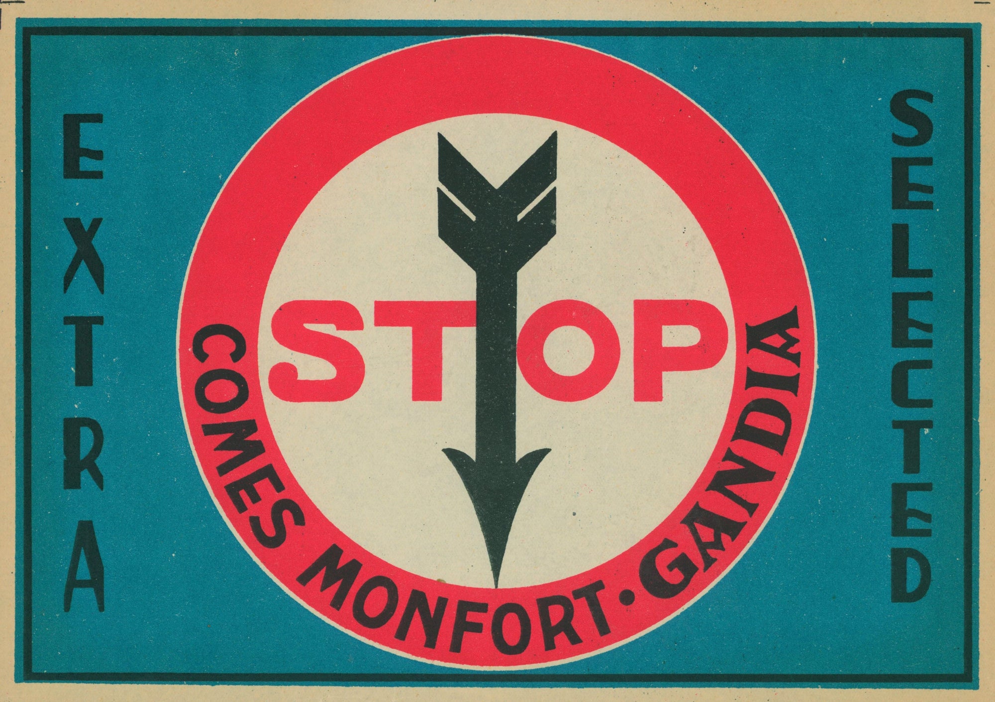 Stop- Spanish Crate Label - Authentic Vintage Antique Print