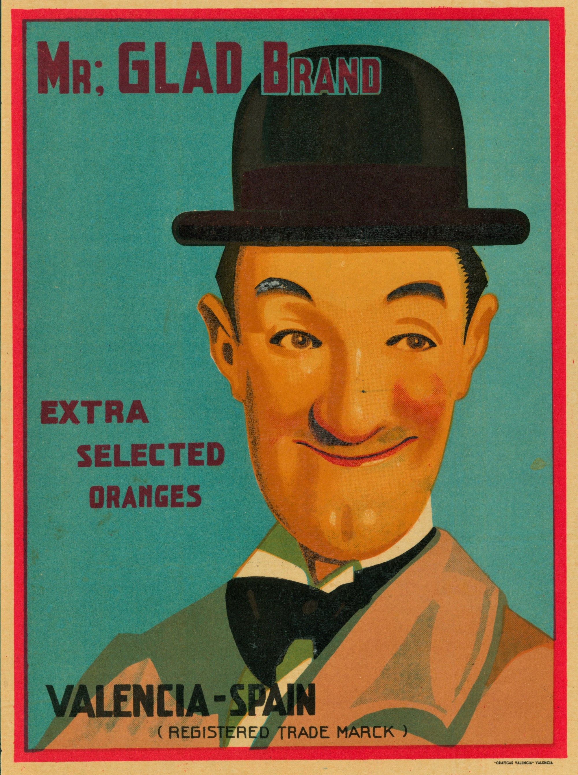 Mr. Glad Brand- Spanish Crate Label - Authentic Vintage Antique Print