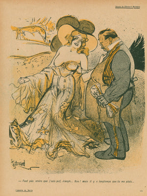 Authentic Vintage Antique Print  La Peau de Ma Belle-Mere- French  Satirical Comic
