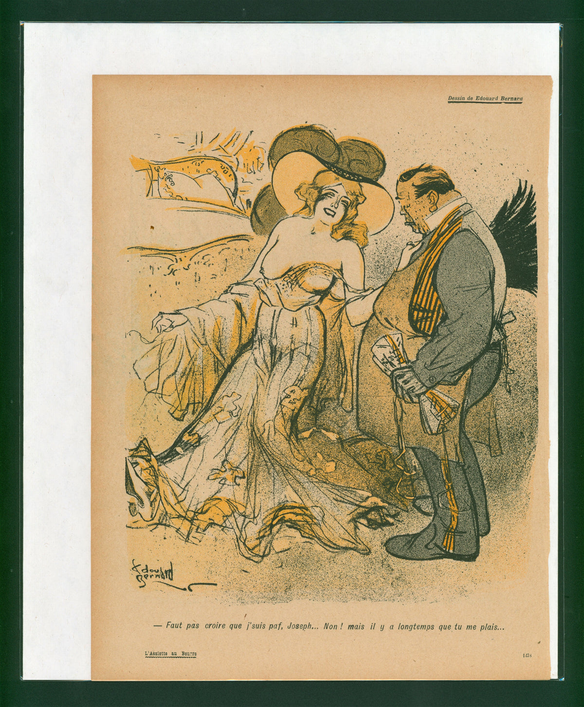 La Madame- French Satirical Comic - Authentic Vintage Antique Print