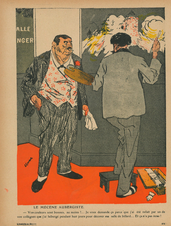 La Mécène Aubergiste- French Satirical Comic - Authentic Vintage Illustration