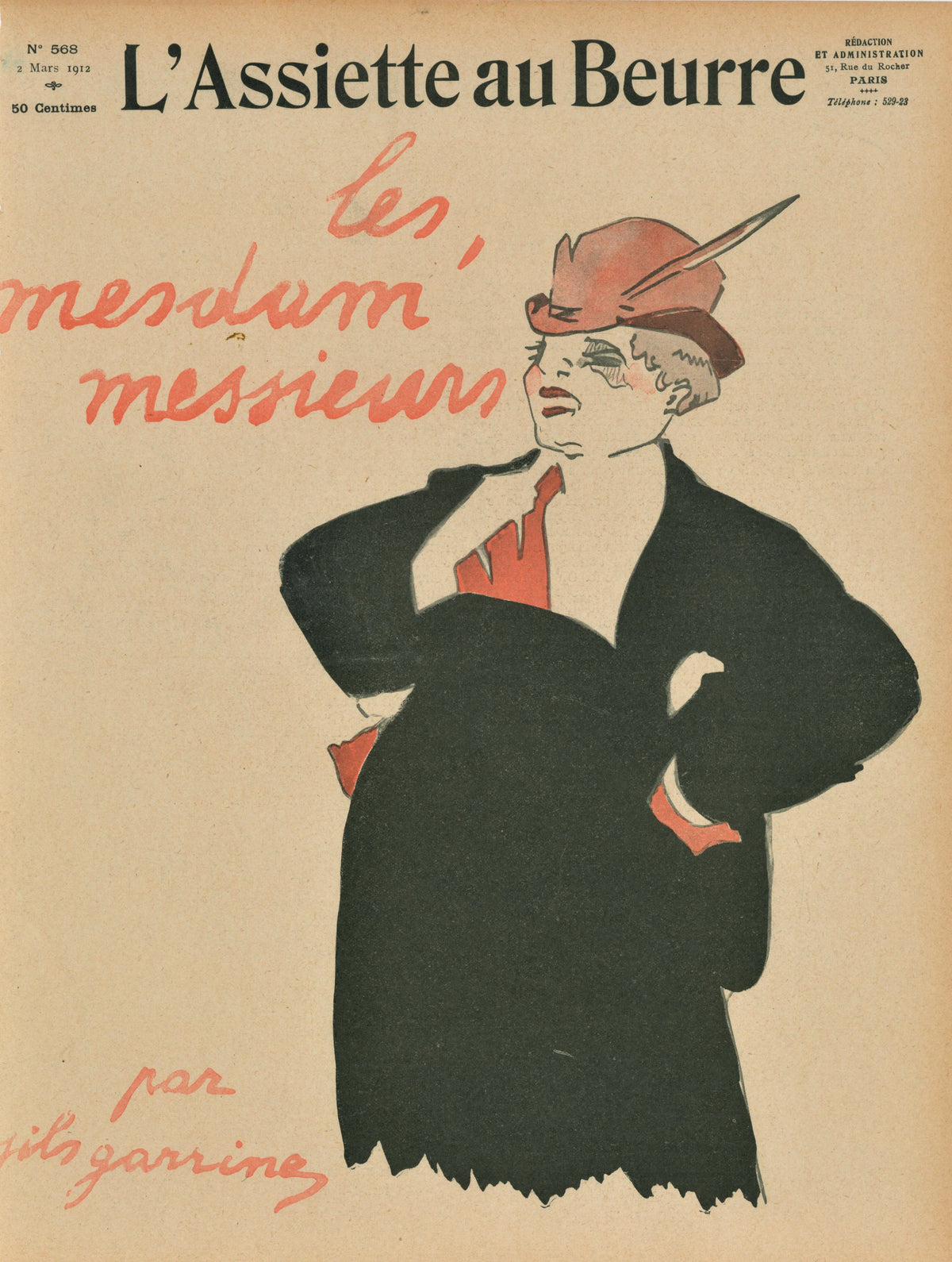 Les Mesdam Messieur- French Satirical Comic - Authentic Vintage Antique Print