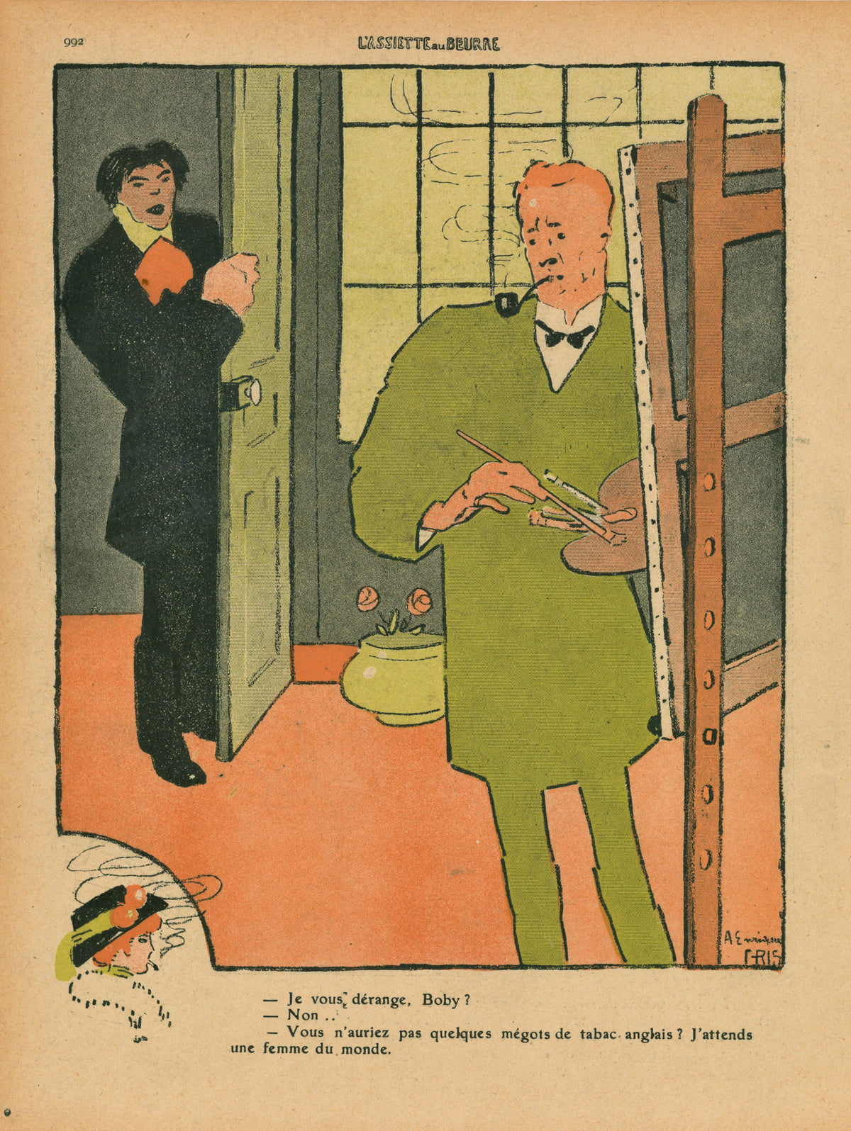 Le Peintre- French Satirical Comic - Authentic Vintage Antique Print