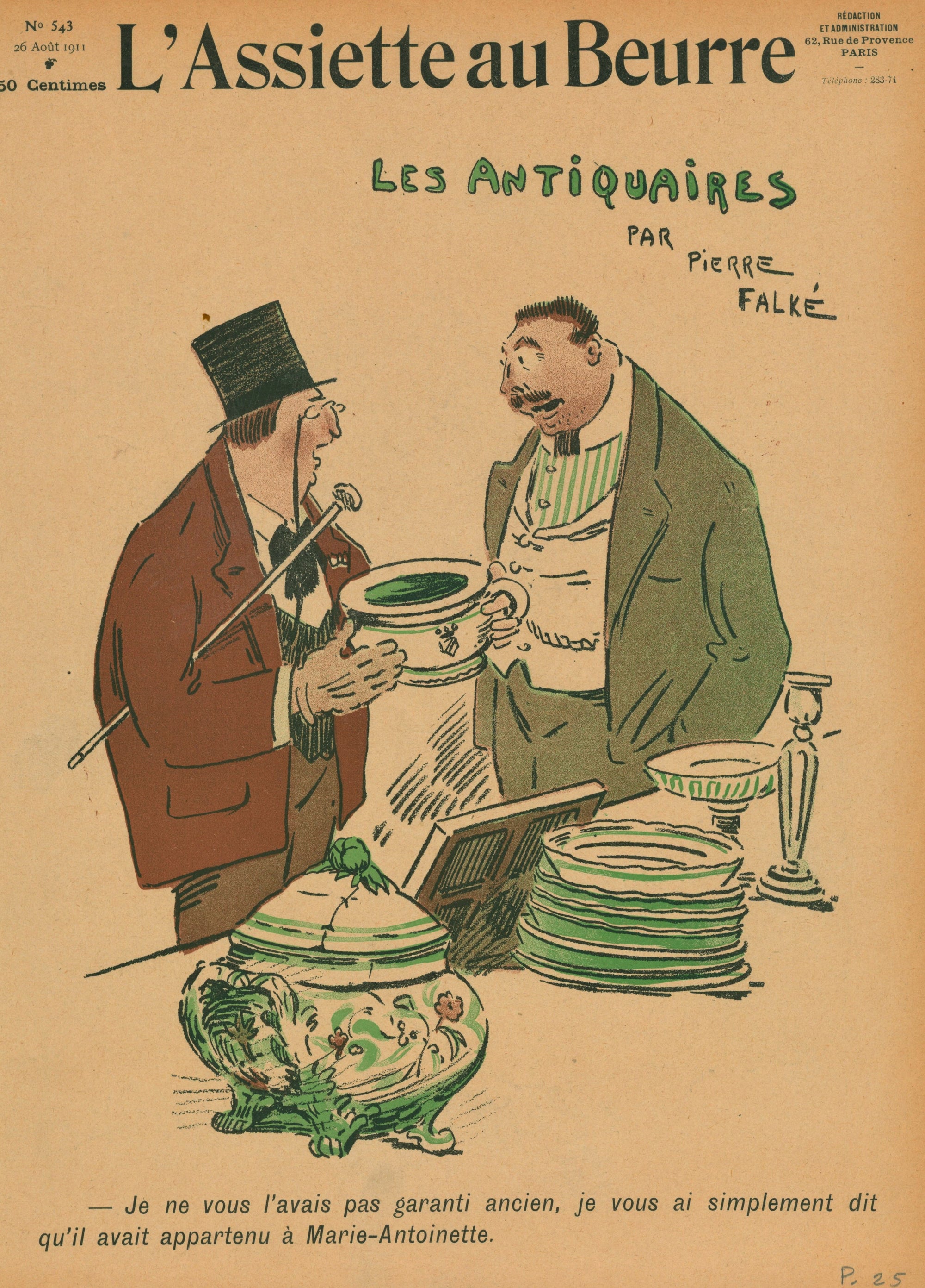 Les Antiquaires- French Satirical Comic - Authentic Vintage Antique Print