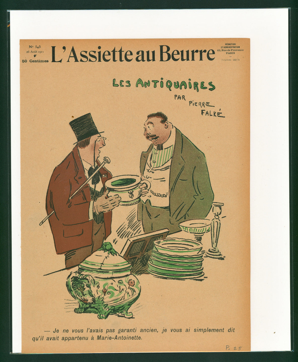 Les Antiquaires- French Satirical Comic - Authentic Vintage Antique Print