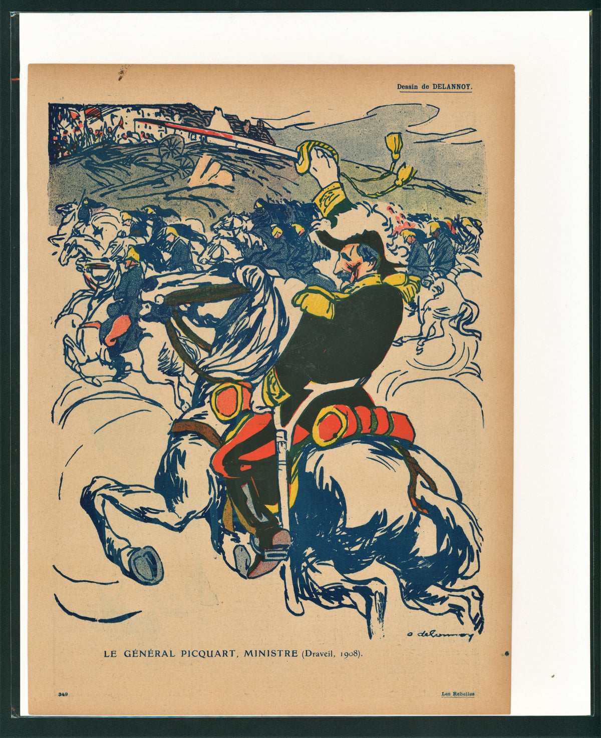 Le Général Picquart- French Satirical Comic - Authentic Vintage Antique Print
