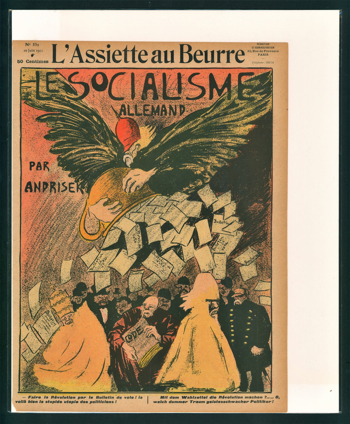 Le Socialisme- French Satirical Comic - Authentic Vintage Antique Print