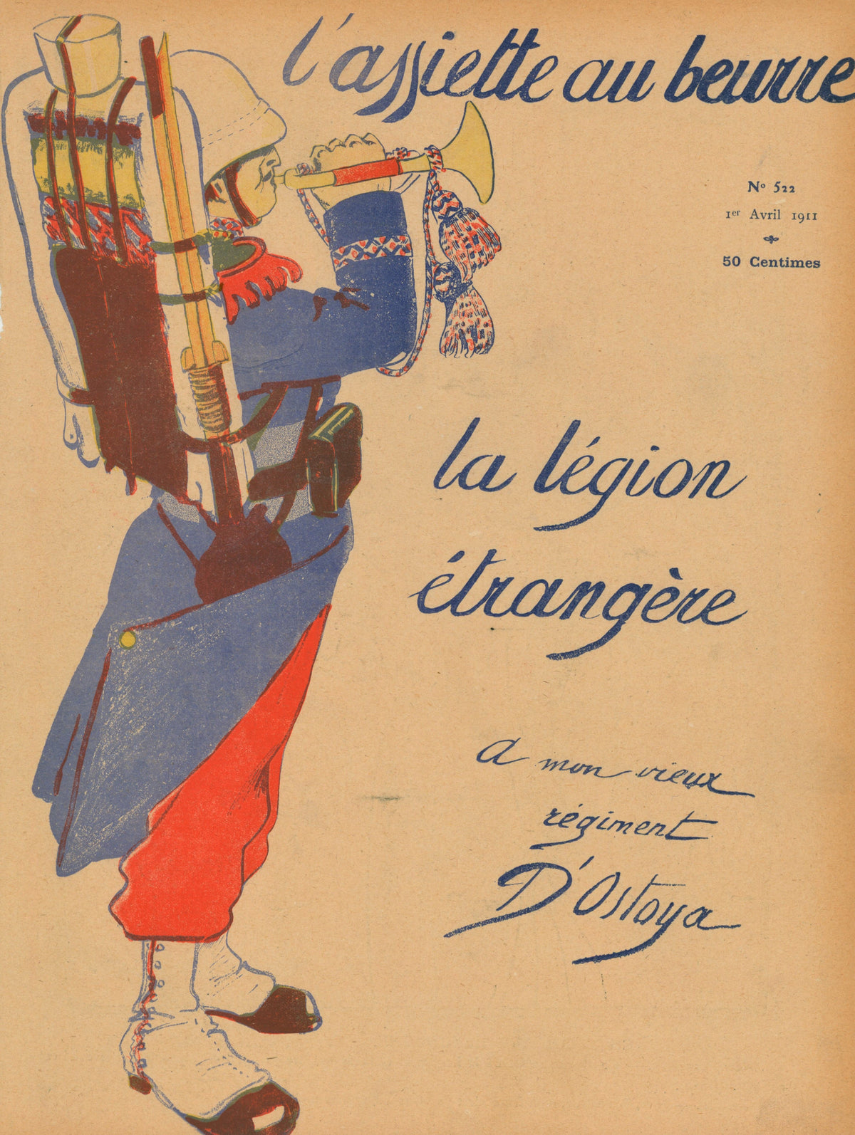 La Légion Étrangére- French Satirical Comic - Authentic Vintage Antique Print