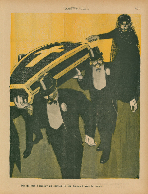 Le Funérailles- French Satirical Comic - Authentic Vintage Illustration