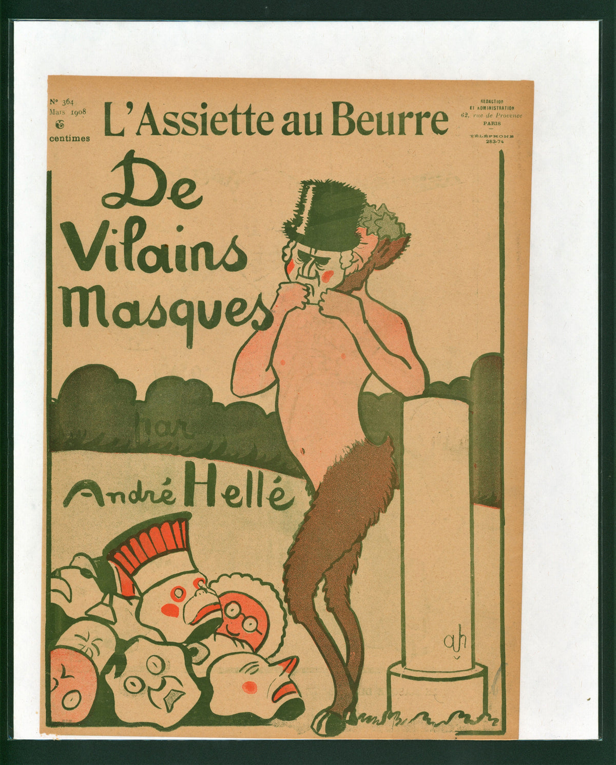 De Vilains Masques- French Satirical Comic - Authentic Vintage Antique Print