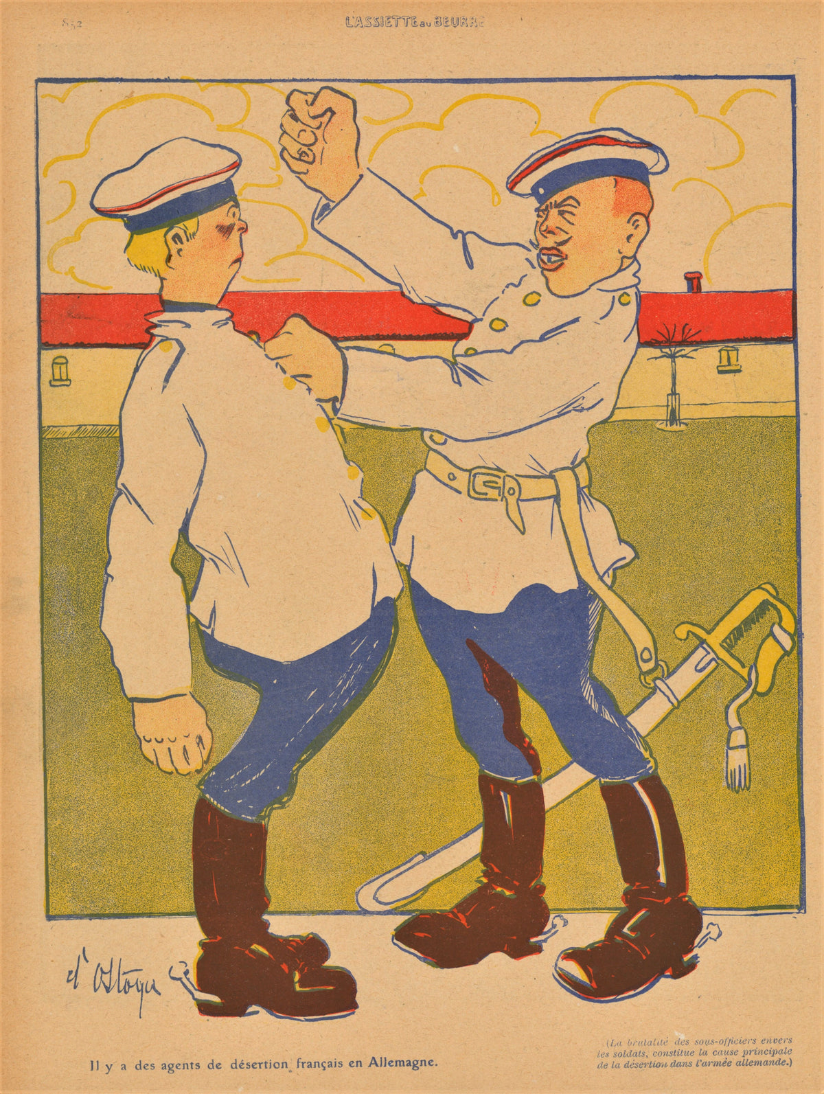 Les Soldats- French Satirical Comic - Authentic Vintage Antique Print