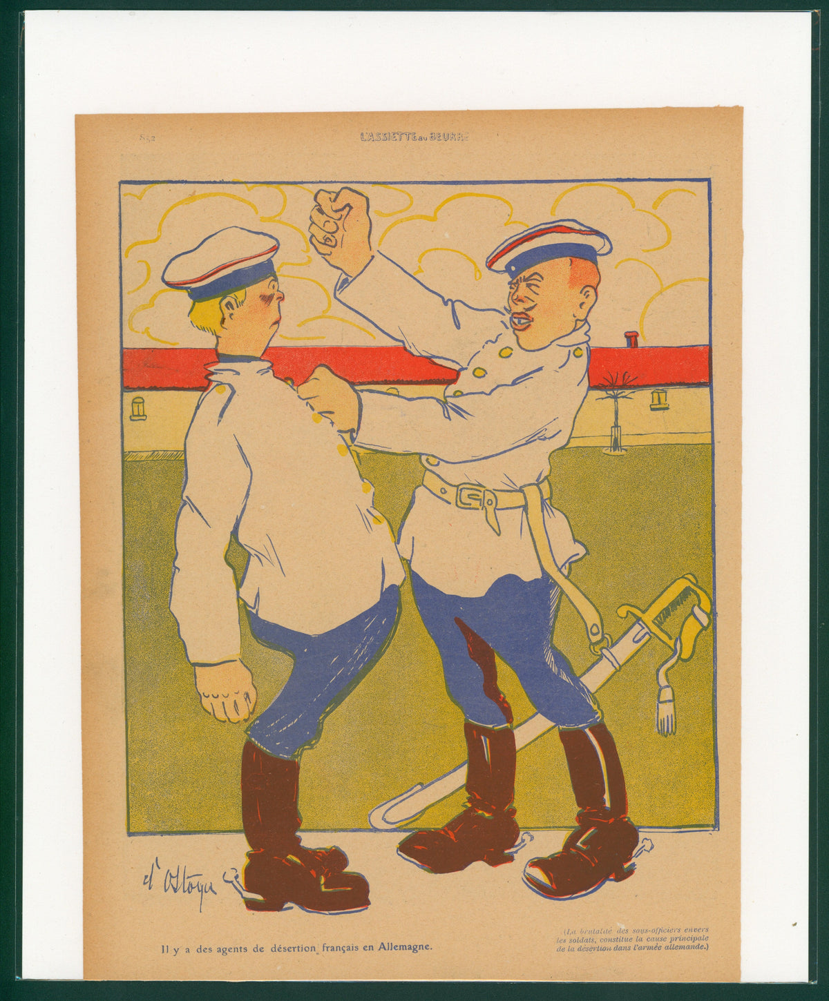Les Soldats- French Satirical Comic - Authentic Vintage Antique Print