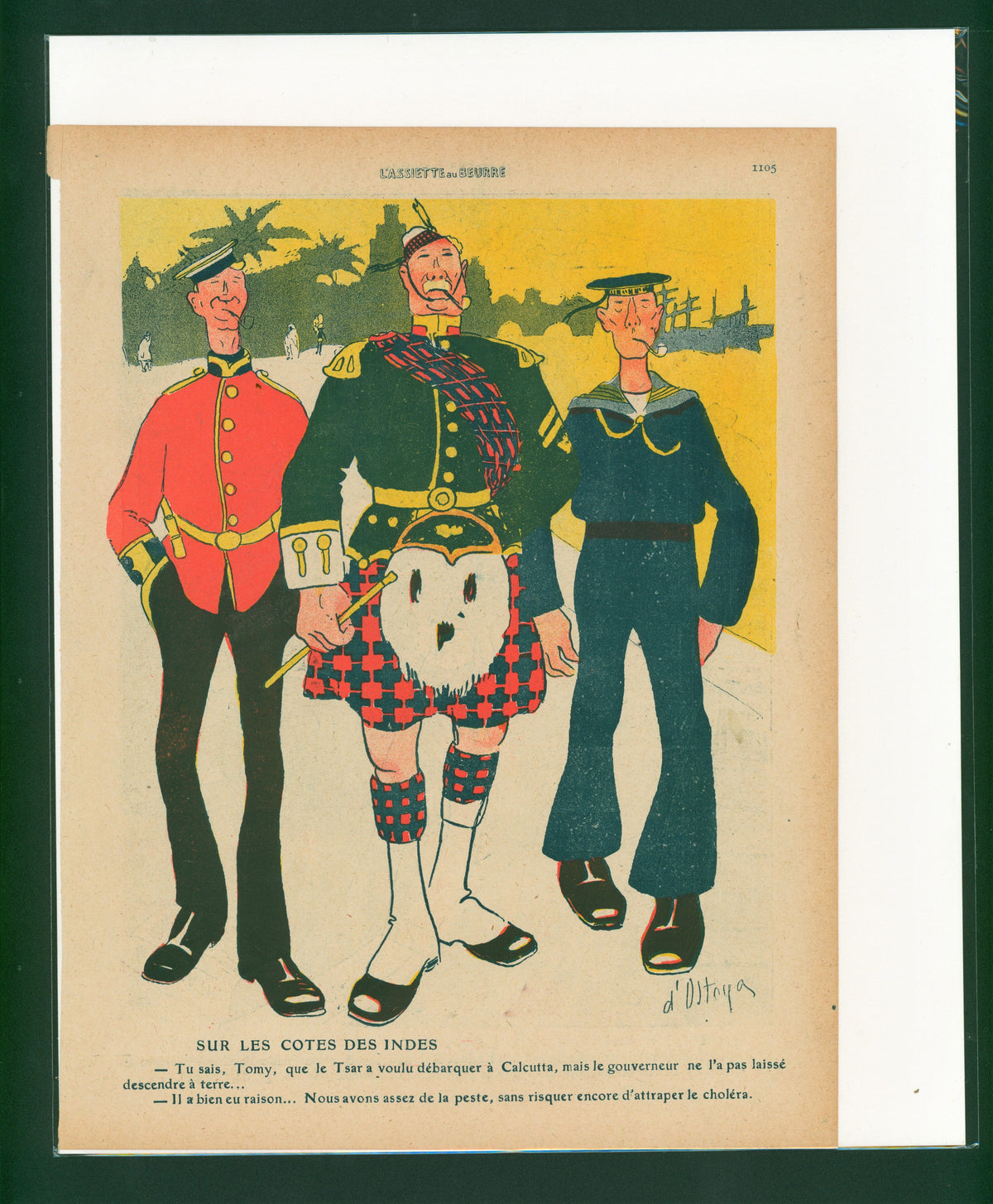 Sur Les Cotes des Indes- French Satirical Comic - Authentic Vintage Antique Print