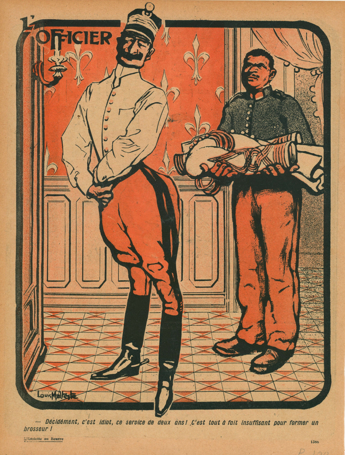 L&#39;Officier- French Satirical Comic - Authentic Vintage Antique Print