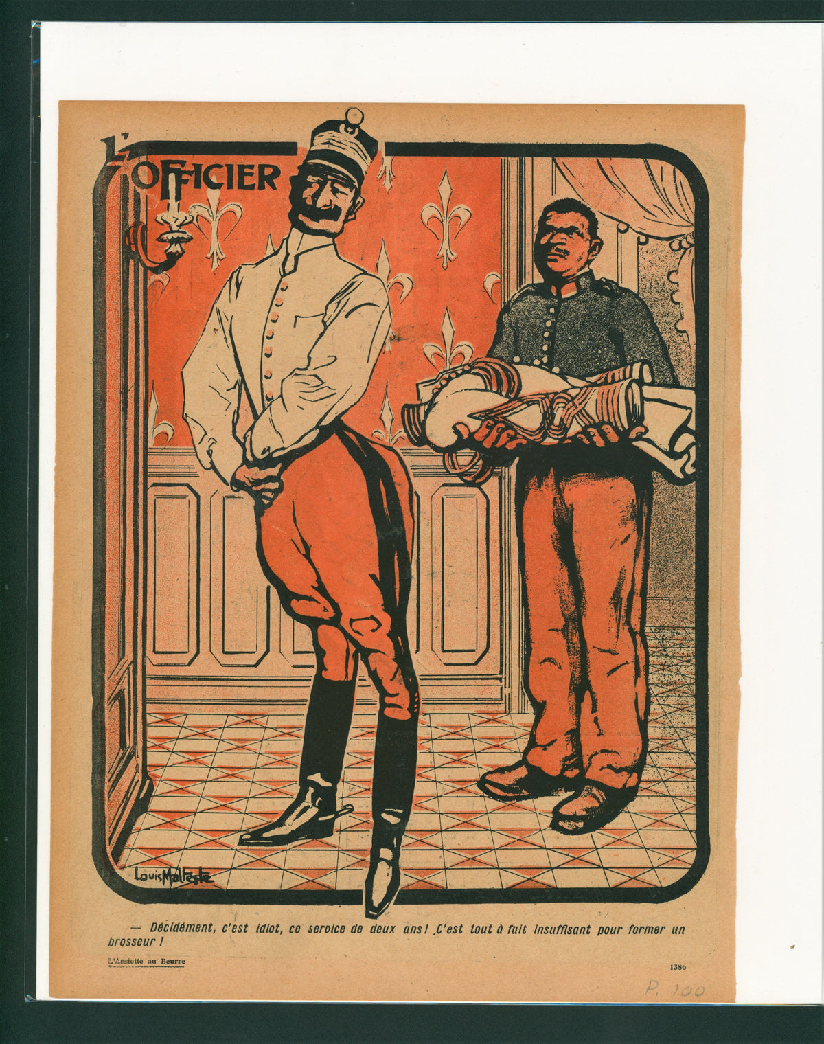 L&#39;Officier- French Satirical Comic - Authentic Vintage Antique Print
