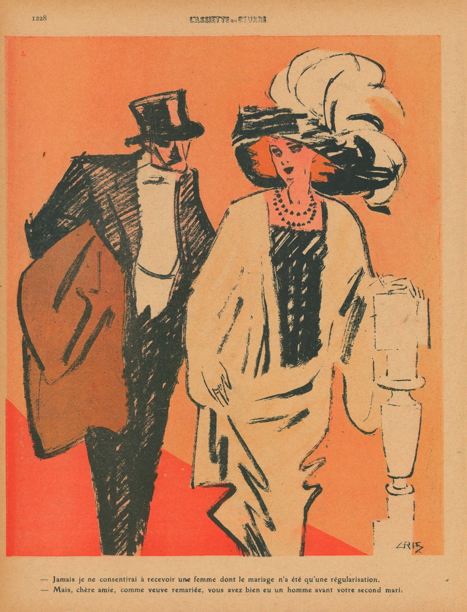 Les Fashionistas- French Satirical Comic - Authentic Vintage Antique Print