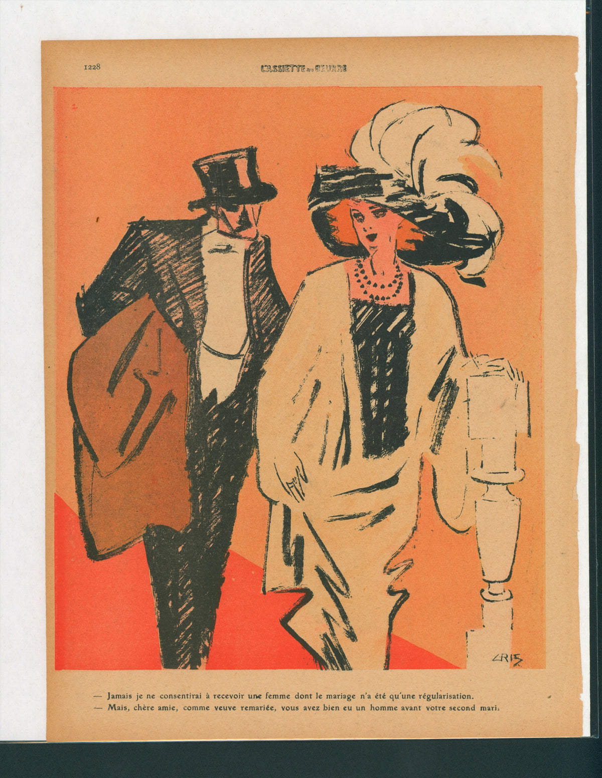 Les Fashionistas- French Satirical Comic - Authentic Vintage Antique Print
