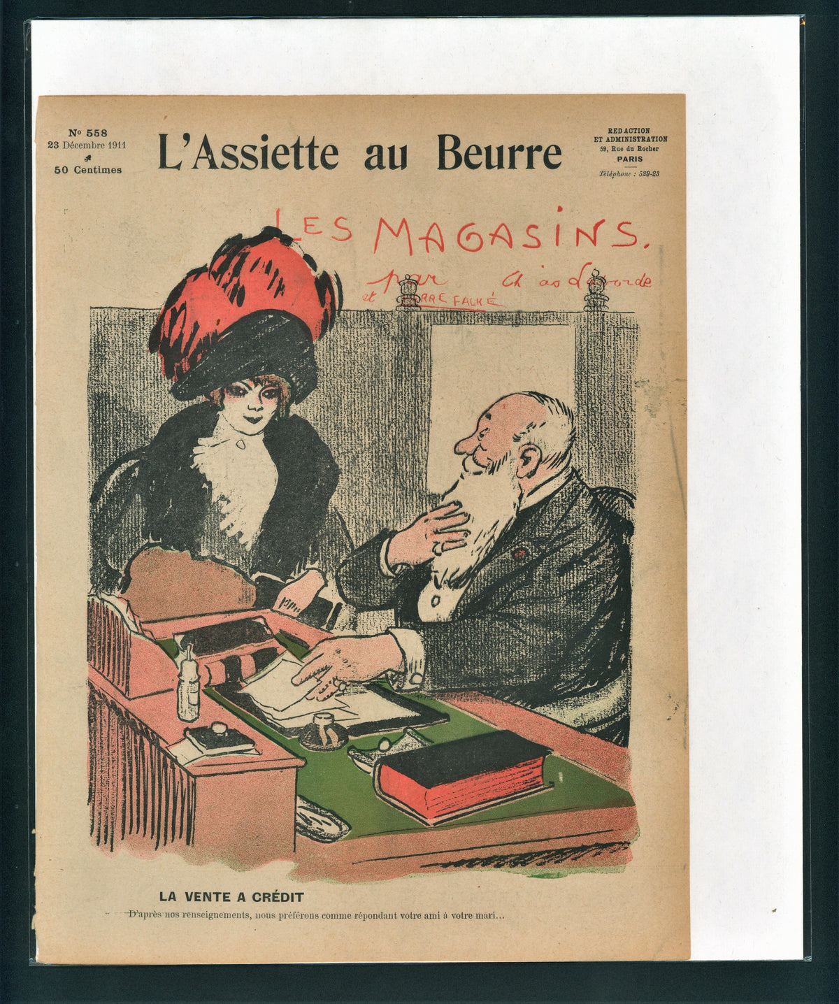 Les Magasins- French Satirical Comic - Authentic Vintage Antique Print