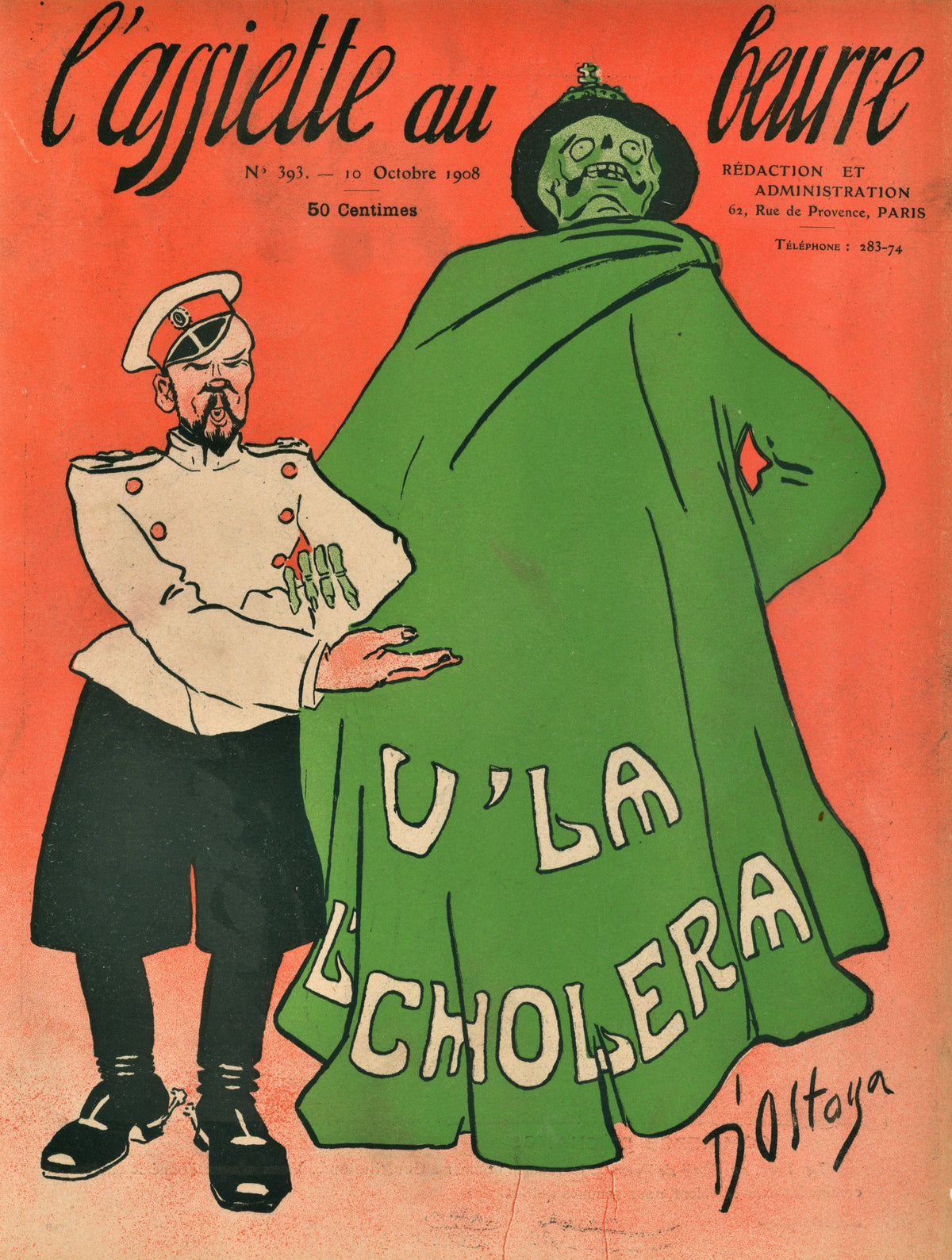 U&#39;La L&#39;Cholera- French Satirical Comic - Authentic Vintage Antique Print