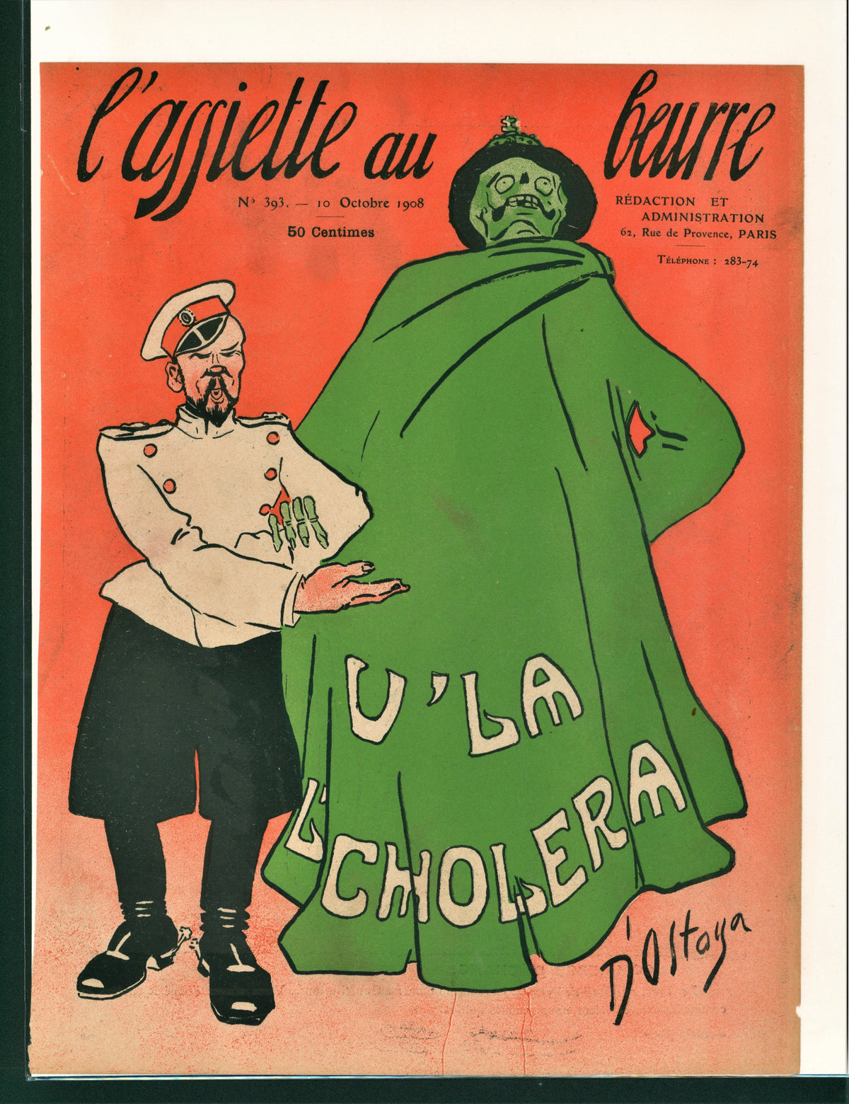 U&#39;La L&#39;Cholera- French Satirical Comic - Authentic Vintage Antique Print