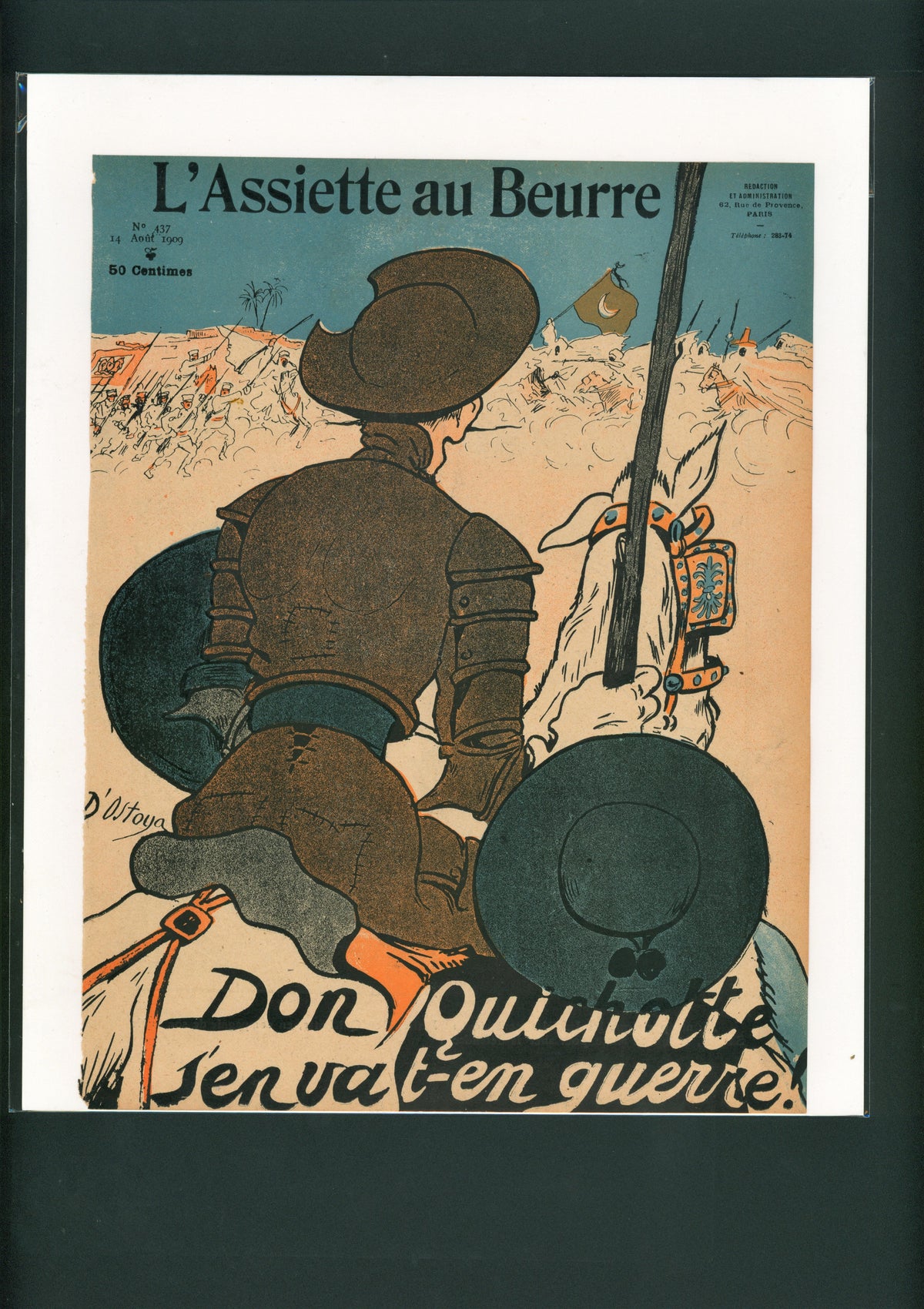 Don Quixote - French Satirical Comic - Authentic Vintage Antique Print
